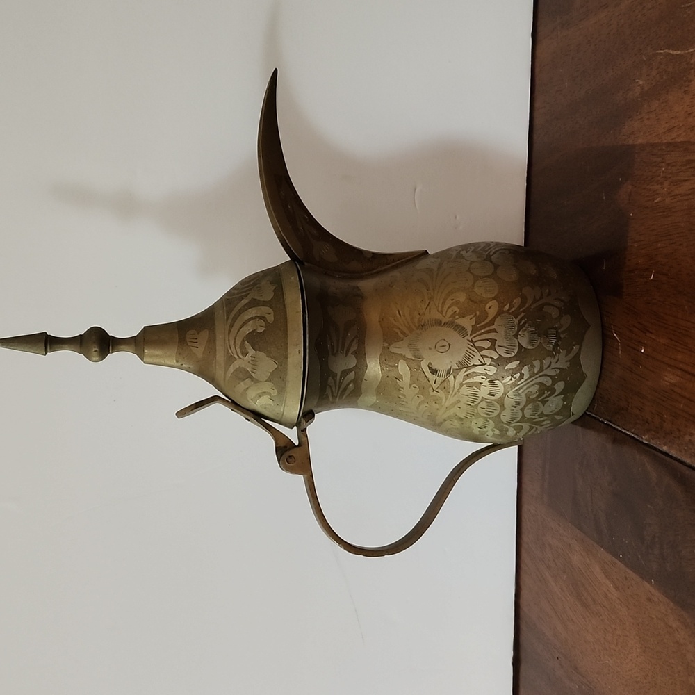 Ornate Vintage Brass Teapot with Intricate Design